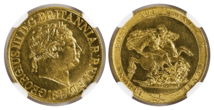 【MS61】1817年 イギリス ジョージ3世 1ソブリン金貨