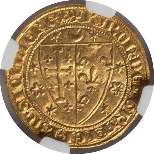 【MS63】1266年〜1285年 イタリア ナポリ カルロ1世 サリュードール金貨(裏)