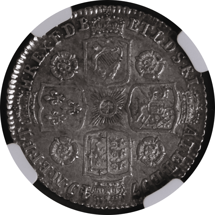 【AU58】1741年 イギリス ジョージ2世 1シリング銀貨(裏)