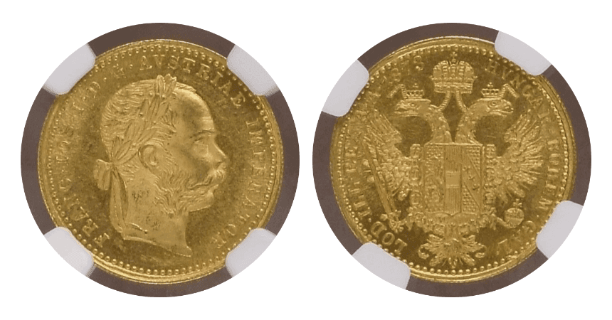 【MS63】1873年 オーストリア フランツ・ヨーゼフ1世  ダカット金貨