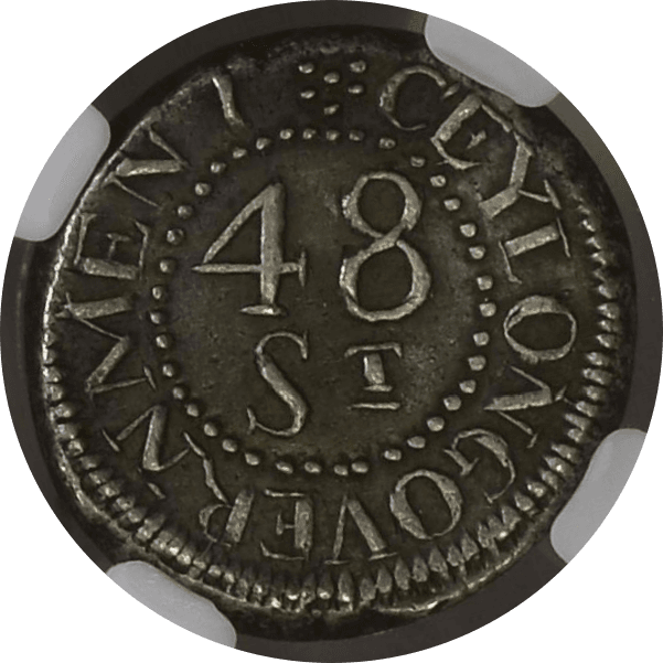 【AU53】1803年 英領セイロン ジョージ3世 48スタイバー銀貨(裏)