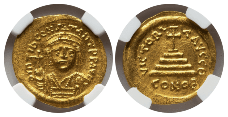 【MS 5/5 4/5】578年〜582年 ビザンツ帝国（東ローマ帝国）ティベリウス2世  ソリダス金貨
