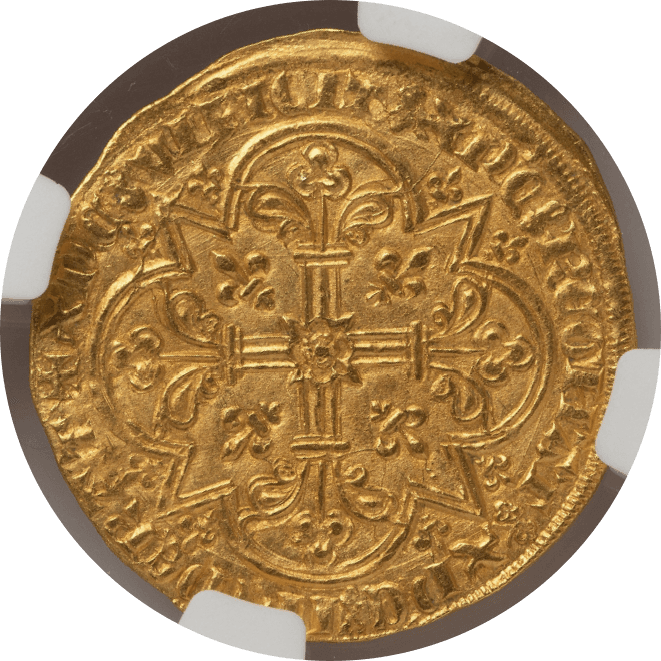 【MS64】1350年〜1364年 フランス ジャン2世 金の羊 ムートンドール金貨(裏)