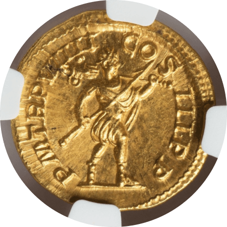 【Gem MS 5/5 5/5 FineSytle】222年?235年 古代ローマ帝国  セウェルス帝 アウレウス金貨(裏)