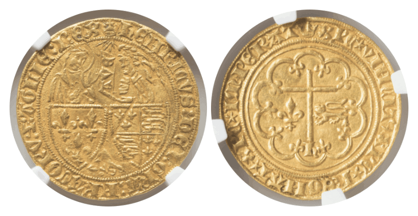 【AU53】1422年?1453年 フランス ヘンリー6世 サリュードール金貨