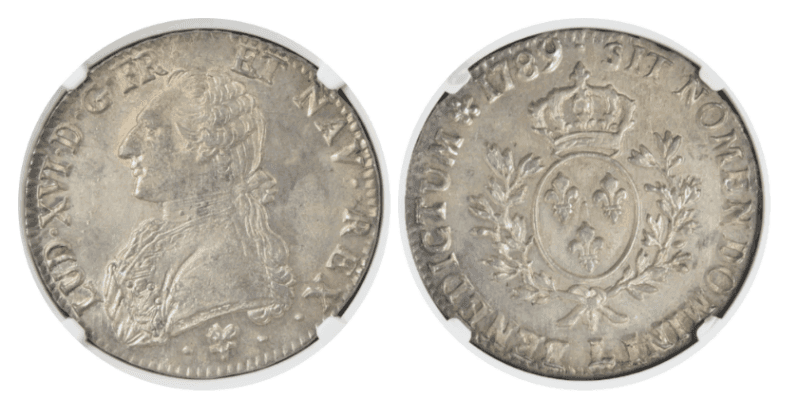 【MS63】1789年 フランス  ルイ16世 エキュ銀貨