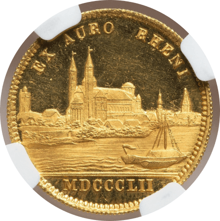 【MS64★DPL】1852年 ドイツ バイエルン マクシミリアン2世  都市景観 1ダカット金貨(裏)