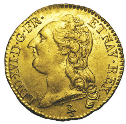 【UNC Details】1785年 フランス  ルイ16世 ルイドール金貨(表)