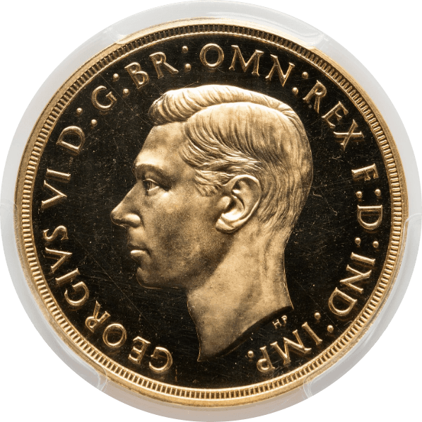 【PR64 CAMEO】1937年 イギリス ジョージ6世 5ポンド金貨(表)