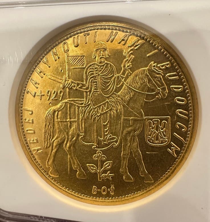 【MS64】1933年 チェコスロバキア 10ダカット金貨(表)