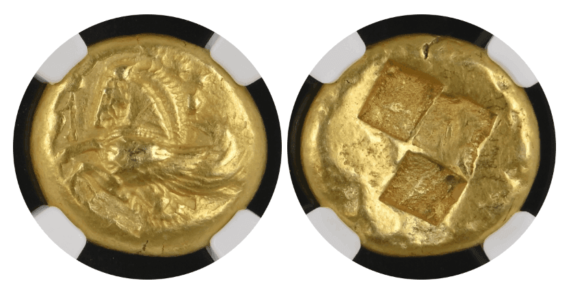 【Ch VF 5/5 3/5】紀元前500年?450年 古代ギリシア ミュシア ランプサコス スターテル金貨
