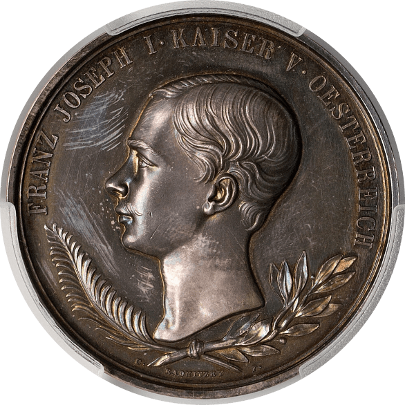 【SP63】1852年 オーストリア フランツ・ヨーゼフ1世 ウィーン帰還記念 銀メダル(表)