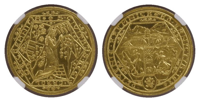 【MS66 PL】1934年 チェコスロバキア クレムニツァ鉱山 5ダカット金貨