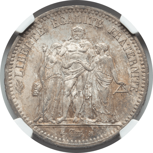 【MS65+】1849年 フランス  第二共和政 ヘラクレス 5フラン銀貨(表)
