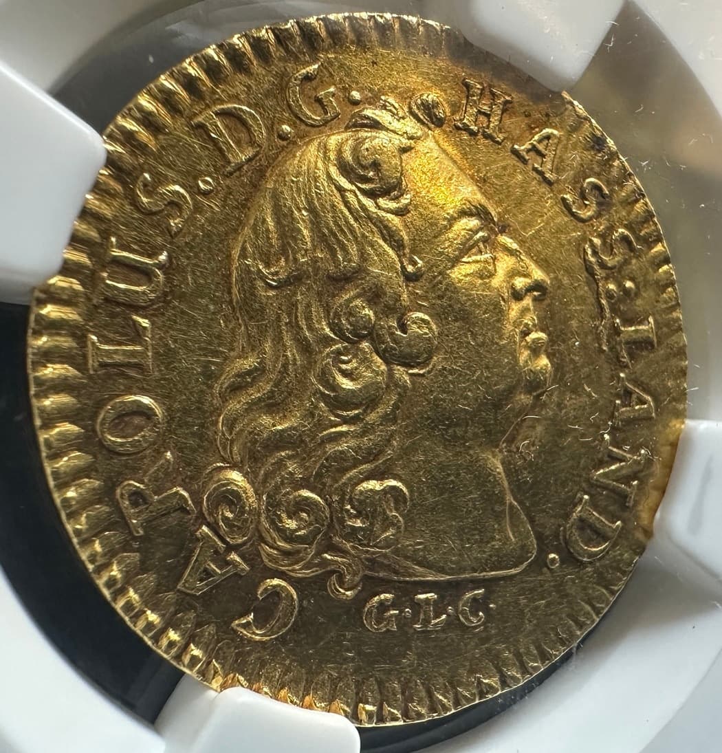 【AU55】1727年 神聖ローマ帝国 ドイツ ヘッセン・カッセル カール1世 4ダカット金貨