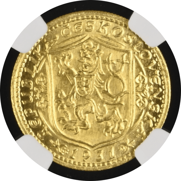 【MS63】1931年 チェコスロバキア 1ダカット金貨(裏)