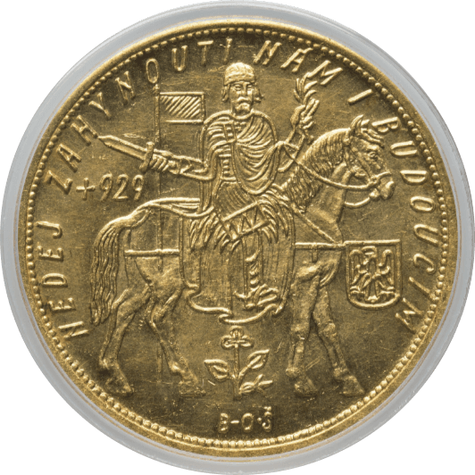 【MS63】1929年  チェコスロバキア 10ダカット金貨(表)