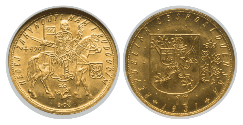 【MS65】1931年  チェコスロバキア 10ダカット金貨