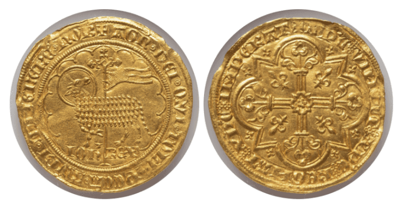 【MS63】1350年〜1364年 フランス ジャン2世 金の羊 ムートンドール金貨