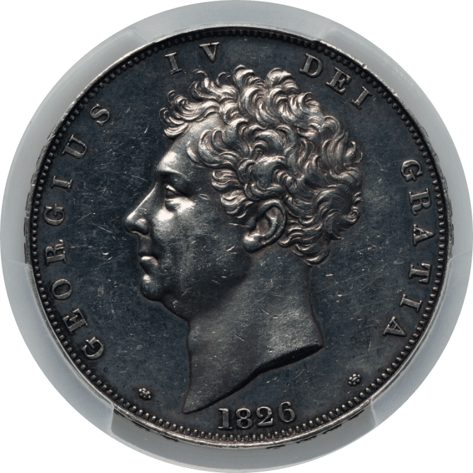 【PR58】1826年 イギリス ジョージ4世 クラウン 銀貨(表)