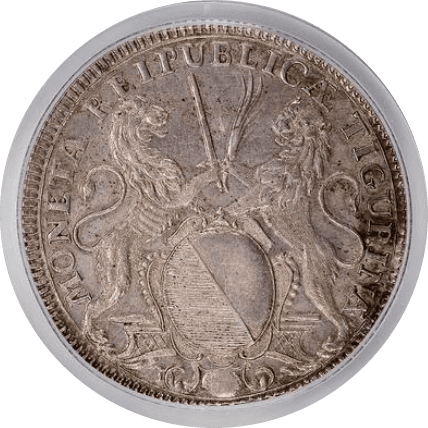 【AU58】1726年 スイス チューリッヒ 都市景観 ターラー銀貨(表)