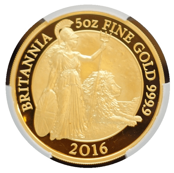 【PR68 DEEP CAMEO】2016年500ポンド ブリタニア 5oz プルーフ金貨(表)