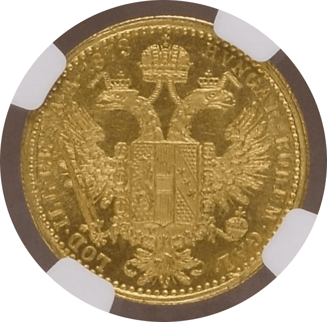 【MS63】1873年 オーストリア フランツ・ヨーゼフ1世 ダカット金貨(裏)
