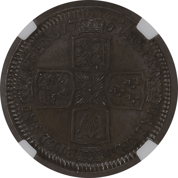 【PF64】1764年 イギリス ジョージ3世 試鋳貨 シリング銀貨(裏)