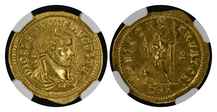 【MS 5/5 4/5】284年〜305年 古代ローマ帝国 ディオクレティアヌス帝 アウレウス金貨