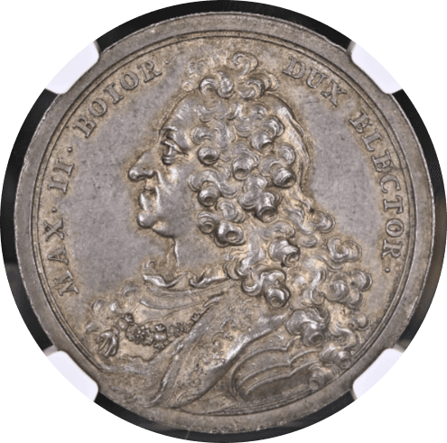【MS64】1726年 神聖ローマ帝国 ドイツ ババリア(バイエルン) マキシミリアン2世エマヌエル 銀メダル(表)