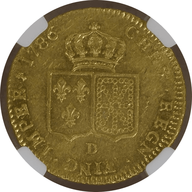 【MS62】1786年 フランス ルイ16世 2ルイドール 金貨(裏)