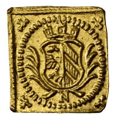 【MS66】1700年 神聖ローマ帝国 ドイツ ニュルンベルク 角ラムダカット(Klippe) 1/8ダカット金貨(裏)