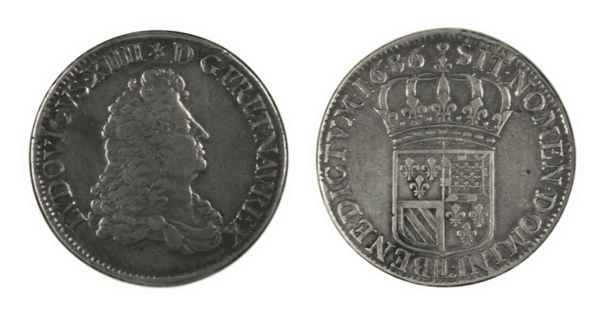 【VF35】1686年 フランス ルイ14世 エキュ銀貨
