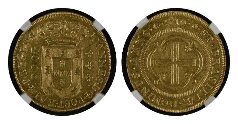 【MS61】1810年 ポルトガル領ブラジル マリア1世 4000レイス 金貨