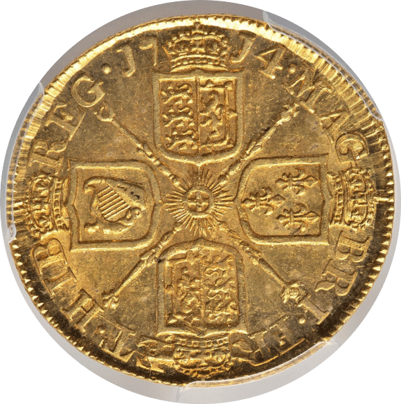 【AU58】1714年 イギリス アン女王 1ギニー金貨(裏)