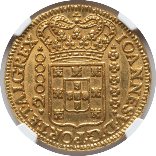 【MS61】1725年 ポルトガル領ブラジル ジョアン5世 20000レイス金貨(裏)