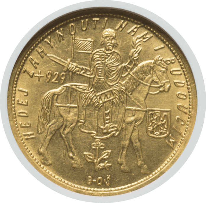 【MS64】1931年 チェコスロバキア 10ダカット金貨(表)