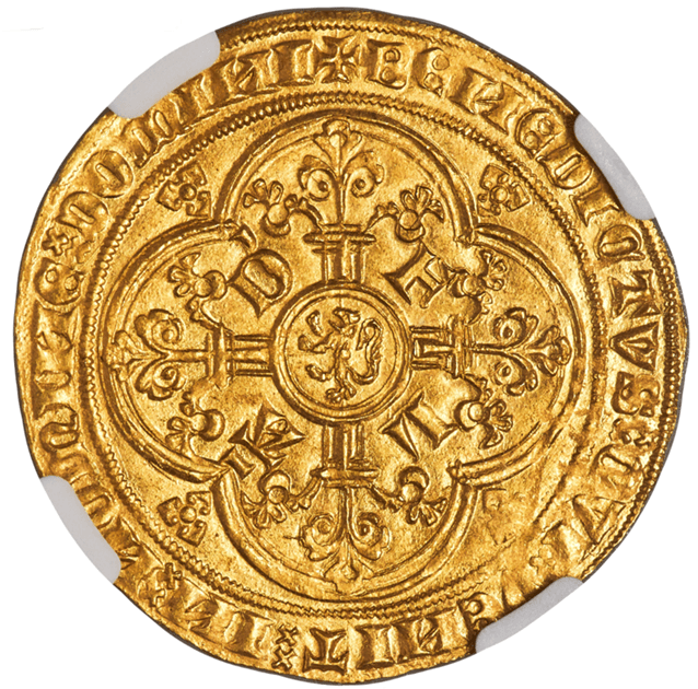 【MS 65】1346年?84年 ベルギー フランダース ルイ・ド・マール王 シェーズドール金貨(裏)