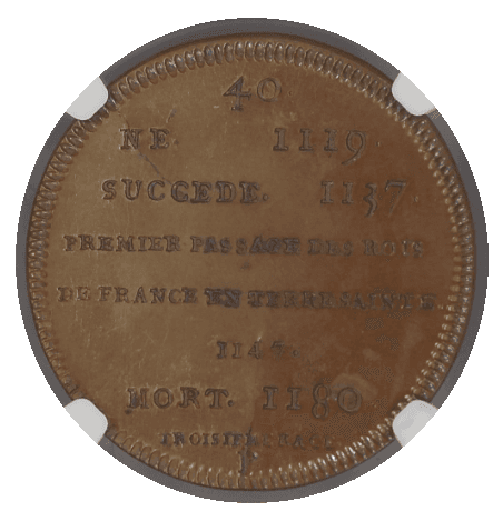 【MS66 BN】1830年?1848年 フランス ルイ7世(在位1119年?1180年)銅メダル(裏)