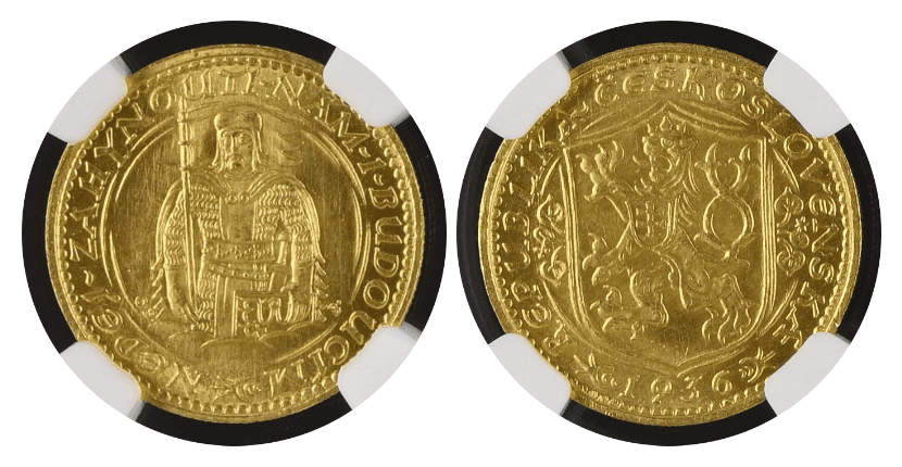 【MS66+】1936年 チェコスロバキア 1ダカット金貨