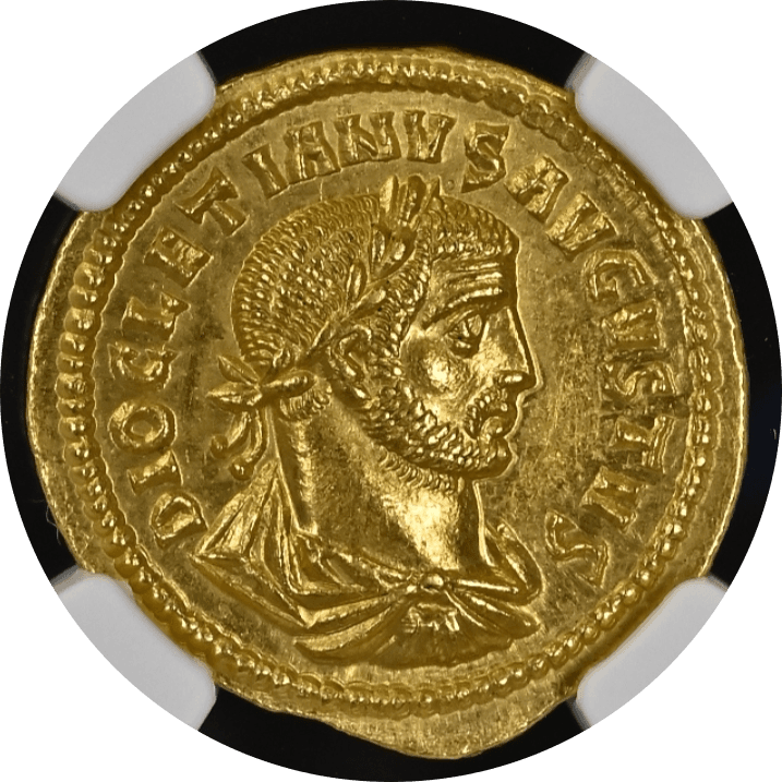 【MS 5/5 4/5】284年〜305年 古代ローマ帝国 ディオクレティアヌス帝 アウレウス金貨(表)
