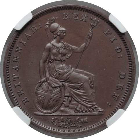 【PF64 BN】1831年 イギリス ウィリアム4世 戴冠記念 1ペニー銅貨(裏)