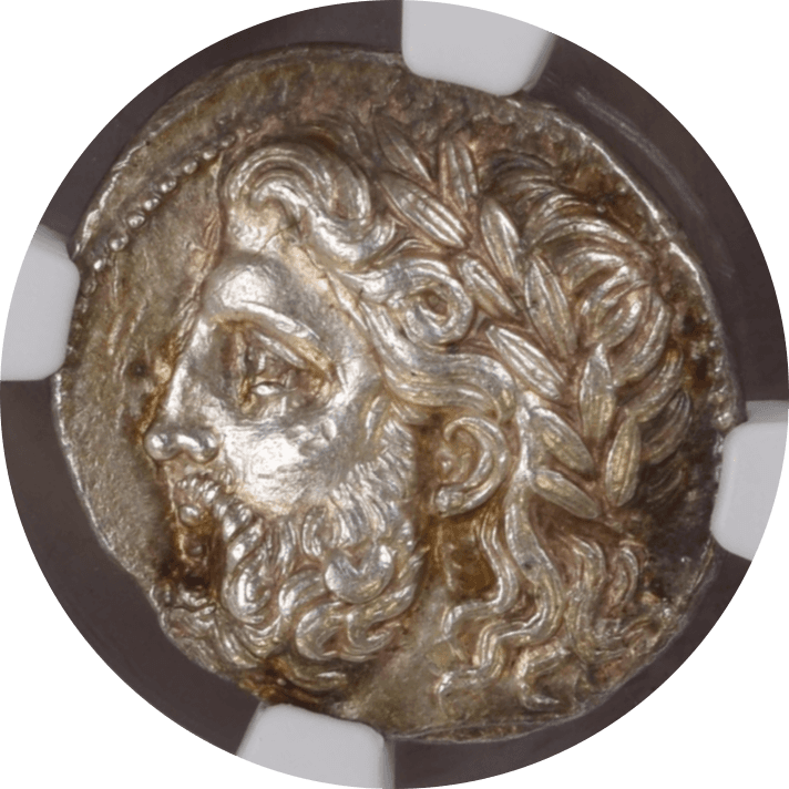 【Ch AU 4/5 4/5 Fine Style】紀元前359年〜336年 古代マケドニア王国 フィリポス2世 テトラドラクマ銀貨(表)