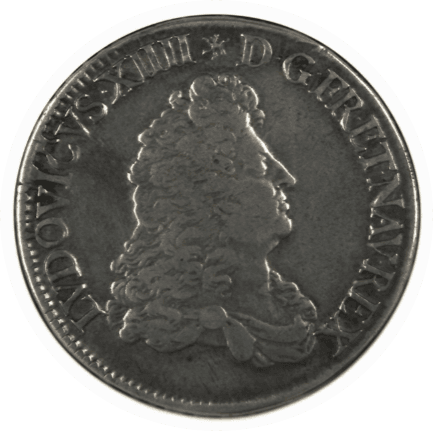 【VF35】1686年 フランス ルイ14世 エキュ銀貨(表)