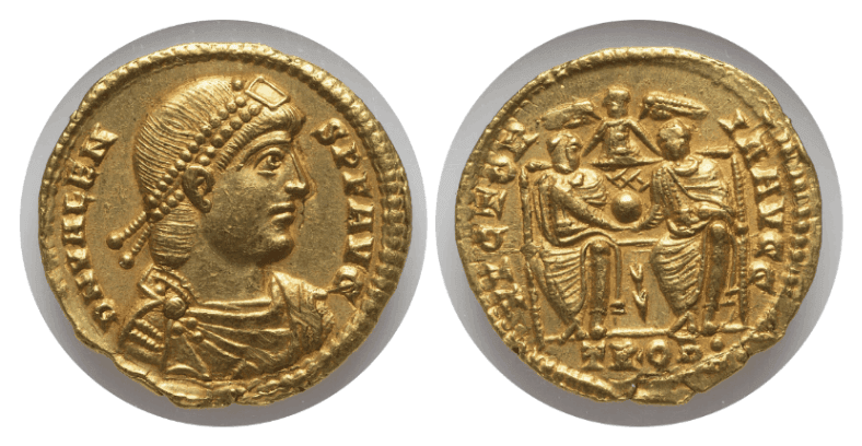 【AU 4/5 4/5】364年?378年 ビザンツ帝国(東ローマ帝国) ウァレンス皇帝 ソリダス金貨