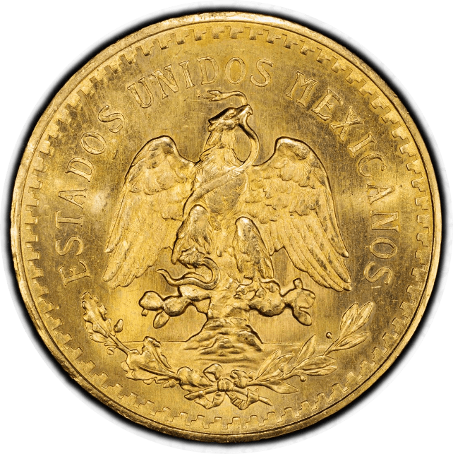 【MS64】1930年 メキシコ 勝利の女神 50ペソ金貨(裏)