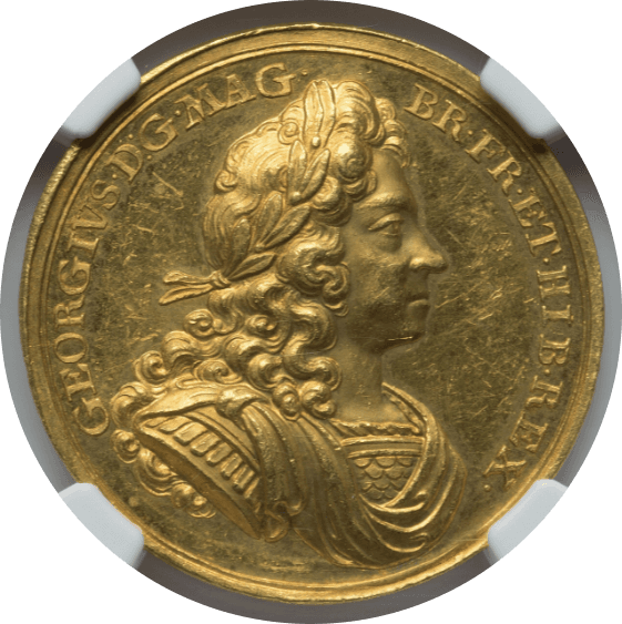 【MS62】1714年 イギリス ジョージ1世 戴冠記念 金メダル(表)