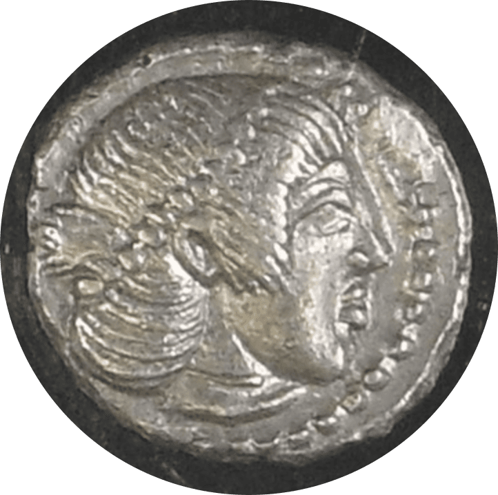 【MS★ 5/5 5/5】紀元前480年?470年 古代ギリシア シチリア島 シラクサ ヒエロン1世 オボル銀貨(表)