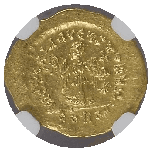 【MS 5/5 3/5】491年〜518年 ビザンツ帝国(東ローマ帝国) アナスタシウス1世 トレミシス金貨(裏)