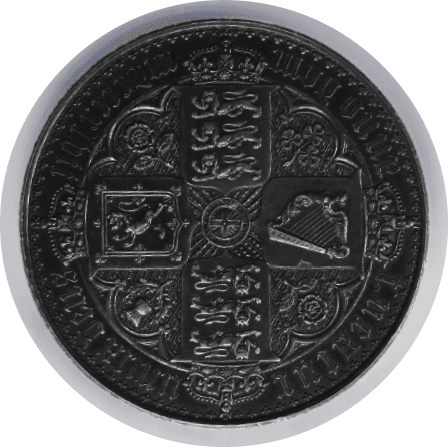 【PR61】1847年 イギリス ヴィクトリア女王 ゴチッククラウン銀貨 アンデシモエッヂ(裏)
